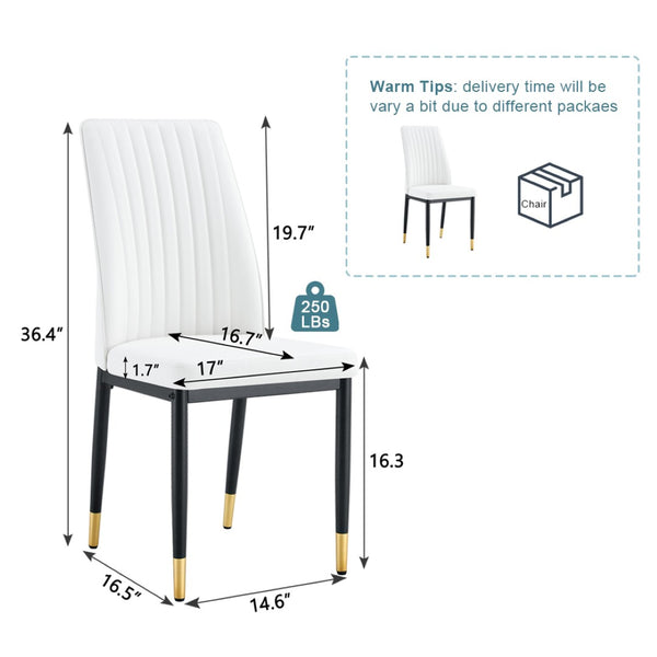 English Elm Modern High Back Pu Leather Dining Chairs with Chrome Legs for Kitchen Nook W3493P421598