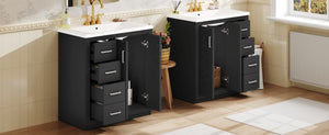 English Elm 60'' Bathroom Vanity Set With Ceramic Sink - Solid Wood Frame, Soft-Close Drawers & Ample Storage N710SS00001B