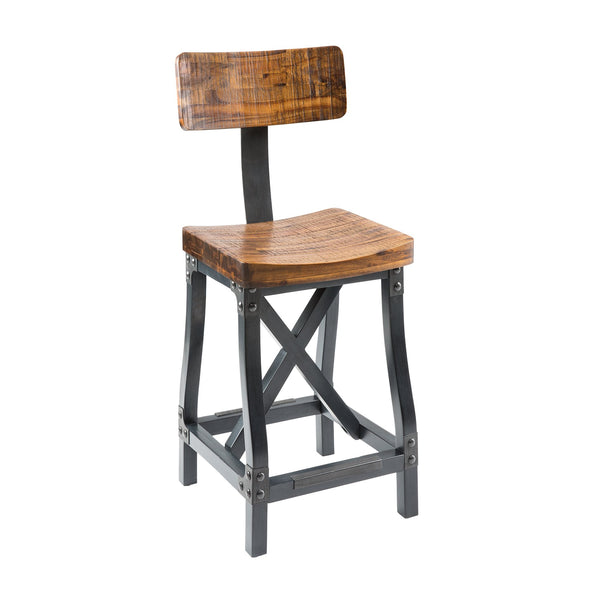 JLA Home INK+IVY - Barstool Industrial-Chic Amber Wood Seat with Graphite Metal Base, Removable Back for Versatility IIF20-0104