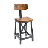 INK+IVY Lancaster Industrial Barstool with Back IIF20-0104 Amber/Graphite