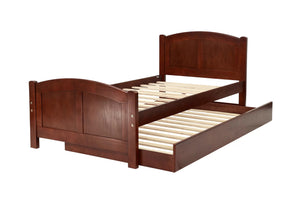 English Elm Twin Twin Bed With Trundle Dark Cherry Finish Youth Storage Drawers Modern Headboard Design Durable Pine Veneer Cherry 7 L x 11 W x 82 H HS00F9217-ID-AHD-BED