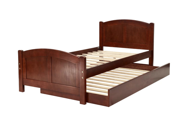 English Elm Twin Twin Bed With Trundle Dark Cherry Finish Youth Storage Drawers Modern Headboard Design Durable Pine Veneer Cherry 7 L x 11 W x 82 H HS00F9217-ID-AHD-BED
