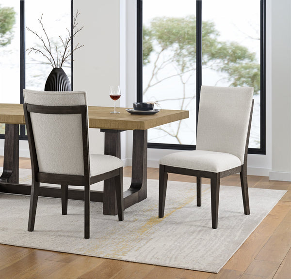 English Elm Wallace & Bay - Brown Upholstered Dining Chairs Set of 2 — Stylish Brown Wood Frame, Comfortable Easy-Care Seats, 39" High B2709P406273