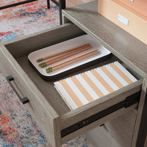 English Elm L-Shaped Modern Desk With Oak And White Finish - Space-Saving Design For Home Office And Study B356P367762