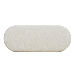 English Elm Jennifer Taylor Home - Fuji 49" Upholstered Oval Storage Bench with Bouclé Texture, Plush Tufted Lid & Hidden Compartment White B2719P238464