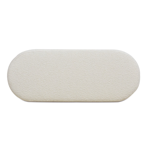 English Elm Jennifer Taylor Home - Fuji 49" Upholstered Oval Storage Bench with Bouclé Texture, Plush Tufted Lid & Hidden Compartment White B2719P238464