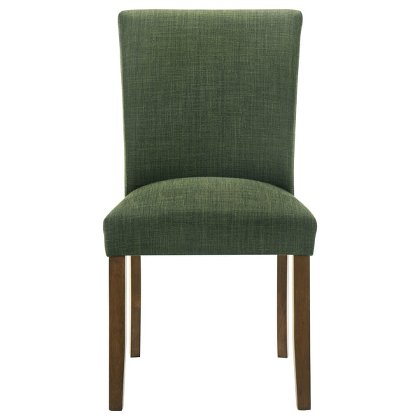 English Elm 2pc Modern Upholstered Dining Side Chairs with Curved Back, Foam Cushion Comfort, Wood Legs Finish Green 38.19 L x 14.17 W x 20.87 H B011P363268
