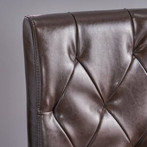 English Elm Christopher Knight Home® - ANGELO Chocolate Tufted Dining Chairs Set of 2 — Buttonless Diamond Stitch Upholstered PU, No Assembly 52600.00PUCBRN