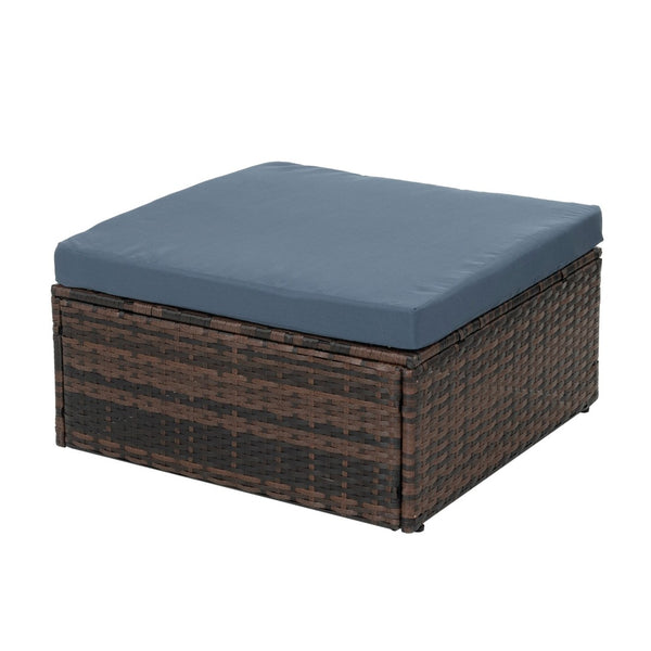 English Elm Patio 5-Piece Wicker Furniture Set With Comfortable Cushions & Glass Coffee Table For Outdoor Relaxation W1703S00021-GIGA