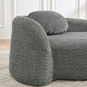 English Elm Modern Oval Bouclé Lounge Chair with Sculpted Armrest for Bedroom or Living Room Dark Gray W487P456131