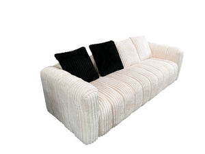 English Elm 82.68-inch premium corduroy two-seater sofa bed in White with plush high-resilience cushions, metal legs and solid pine frame for lasting comfort and style W2795P291707