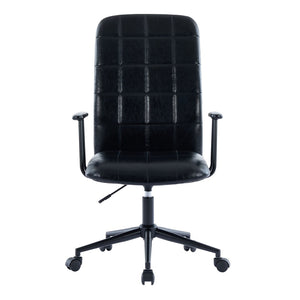 English Elm Antique Pu Leather High Back Office Chair with Swivel Gas Lift and Padded Armrests Antique Black W3149S00004
