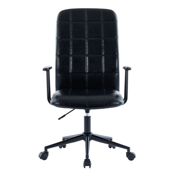 English Elm Antique Pu Leather High Back Office Chair with Swivel Gas Lift and Padded Armrests Antique Black W3149S00004