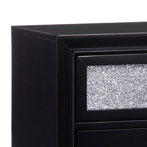 English Elm Wilton Black 2-Drawer Nightstand with Glossy Metallic Acrylic Fronts, Faceted Crystal Hardware, Elegant Storage B062P328709