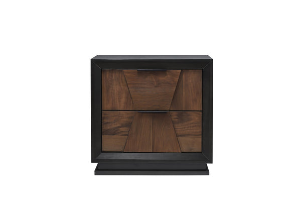 English Elm Houston King Bedroom Set Walnut Espresso Wood with Geometric Panel Headboard 5 Piece B009S01699