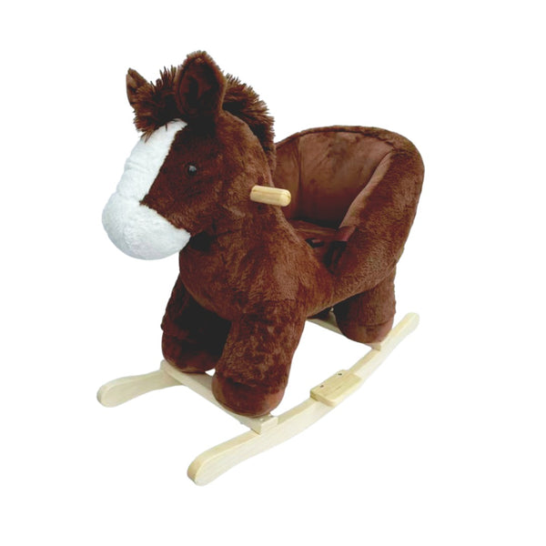 English Elm Kids Plush Rocking Horse Toddler Toy with Sound Box Hand Puppets and Secure Safety Belt W3723P374143