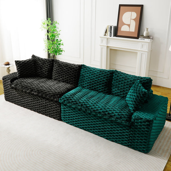 English Elm Luxury Color-Block Turtle Velvet Sofa - Versatile & Stylish Seating For Cozy Living Room Gatherings W3371S00052