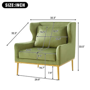 English Elm Modern Velvet Accent Chair Curved Arms Plush Cushion Upholstered Seat for Living Room Green N763P360686F