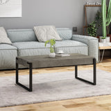 Christopher Knight Home® - Noble House - Merion Modern Industrial Coffee Table, Light Concrete and Matte Black