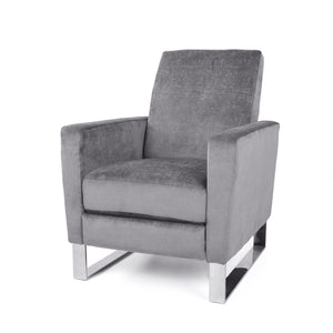 English Elm Christopher Knight Home® - Arvin Plush Push-Back Recliner with Stainless Steel Legs — Modern Fabric Comfort for Living Rooms Grey 65272.00FGRY