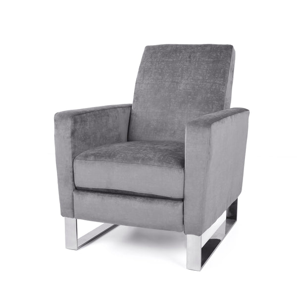 English Elm Christopher Knight Home® - Arvin Plush Push-Back Recliner with Stainless Steel Legs — Modern Fabric Comfort for Living Rooms Grey 65272.00FGRY