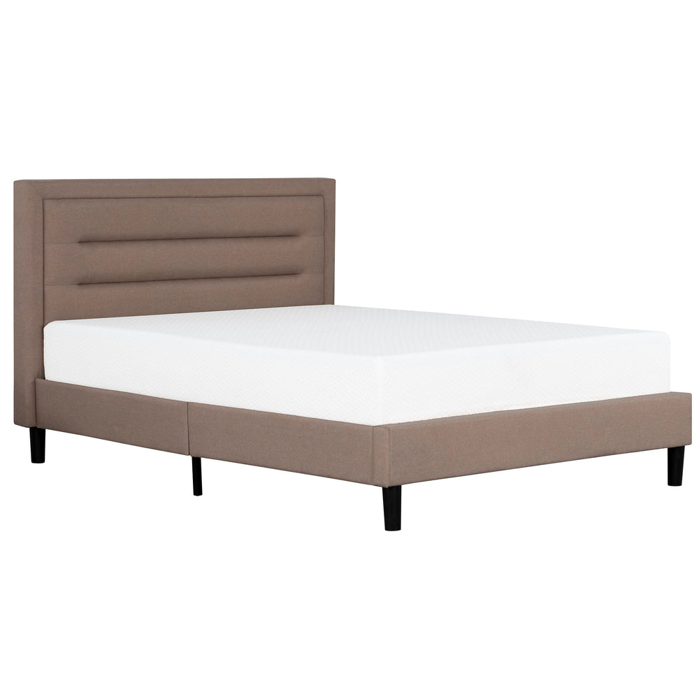 English Elm Classic Upholstered Tufted Platform Bed with Padded Linen Headboard, Modern Solid Wood Frame Chic Brown 66 L x 41 W x 6 H B2741P329264