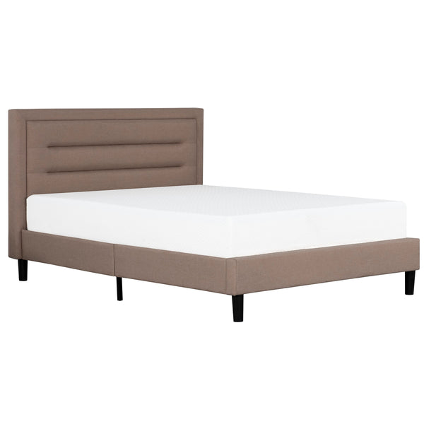 English Elm Classic Upholstered Tufted Platform Bed with Padded Linen Headboard, Modern Solid Wood Frame Chic Brown 66 L x 41 W x 6 H B2741P329264