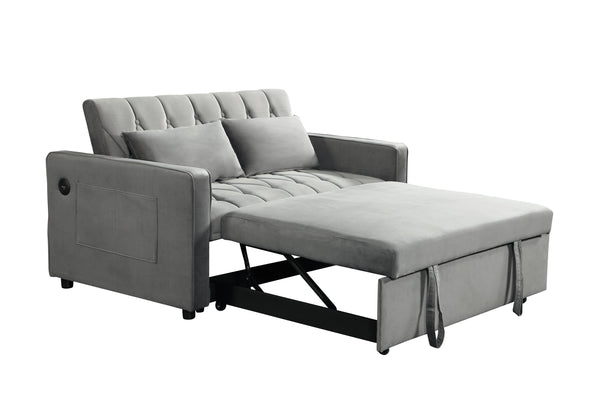 English Elm 3 In 1 Sleeper Sofa Couch Bed - Versatile Gray Futon With Adjustable Backrest & Space-Saving Design W1420P193614