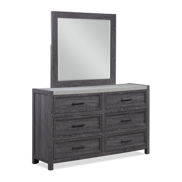 English Elm 1pc Modern Minimalist 4-Drawer Tall Chest with Two-Tone Finish, Sleek Bedroom Storage Cabinet Gray 61 L x 19.5 W x 38 H B2741P330133