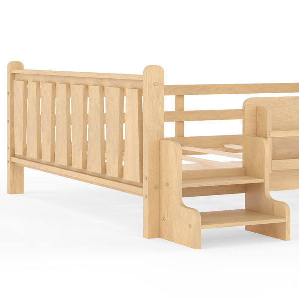 English Elm Queen Bunk Bed with Trundle Solid Pine Kids Car Themed Frame Built-in Bookshelf Light Natural W1580S00538