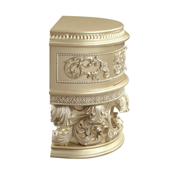 English Elm 2 Drawer Resin Nightstand Ornate Scrollwork Champagne Glam Glided Bedside Storage B016P256532