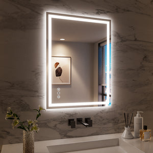 English Elm 24X32 Inch Frameless Led Smart Mirror - Dimmable, Anti-Fog, Modern Design For Effortless Grooming T3757P346965