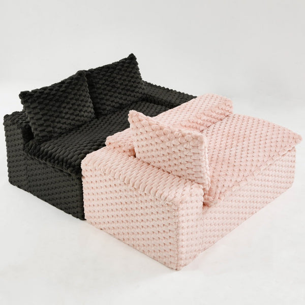 English Elm Luxury Color-Block Turtle Velvet Sofa - Modular Design For Stylish Living Room Comfort & Flexibility P1 W3371S00048-GIGA