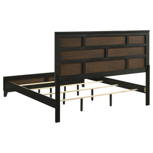 English Elm Carina 4-Piece Eastern King Bedroom Set With Grey Oak Finish & Black Accents For Modern Elegance B062S00902