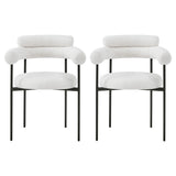 Christopher Knight Home® - Noble House - - Upholstered Armchair Dining Chairs With Metal Legs (Set Of 2),White