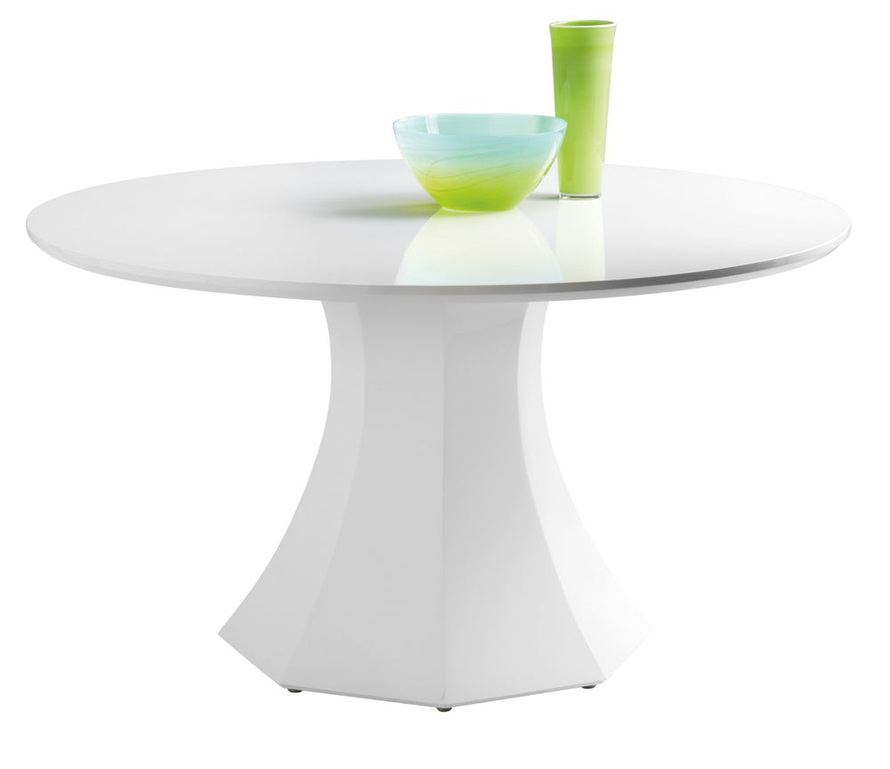 Sunpan SANARA Dining Table - 55" High-Gloss White Centerpiece for Modern Homes, Seats 6, Easy Care Design 81121