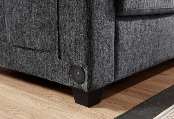 English Elm Trevi Chenille Sectional Sofa with Tufted Seats Charging Ports and Storage Ottoman B2749S00251