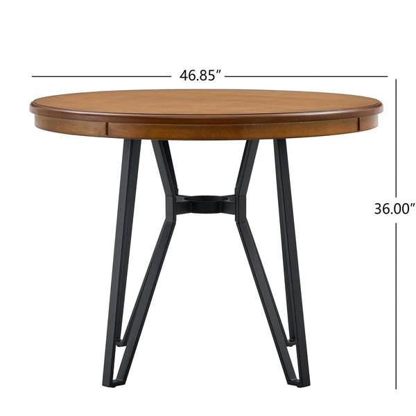 English Elm Christopher Knight Home® - Round Mid-Century Bar Table with Hairpin Metal Legs and Open Shelf, 46.85" Diameter, Stylish Dining Ash Brown N771P205281A