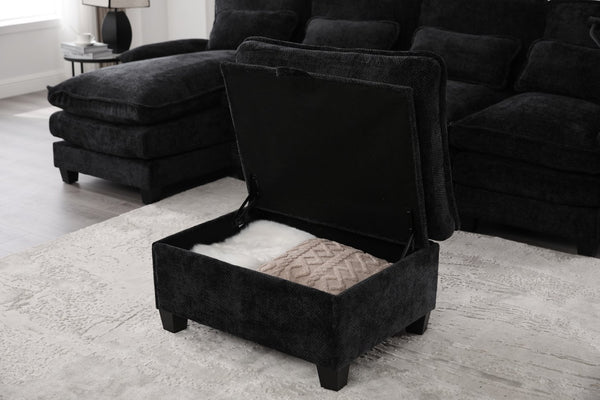 English Elm United U-Shape 106" Sectional Sofa - Cloud Couch With Usb Ports, Storage Ottoman & Comfy Pillows W1568S00229-GIGA