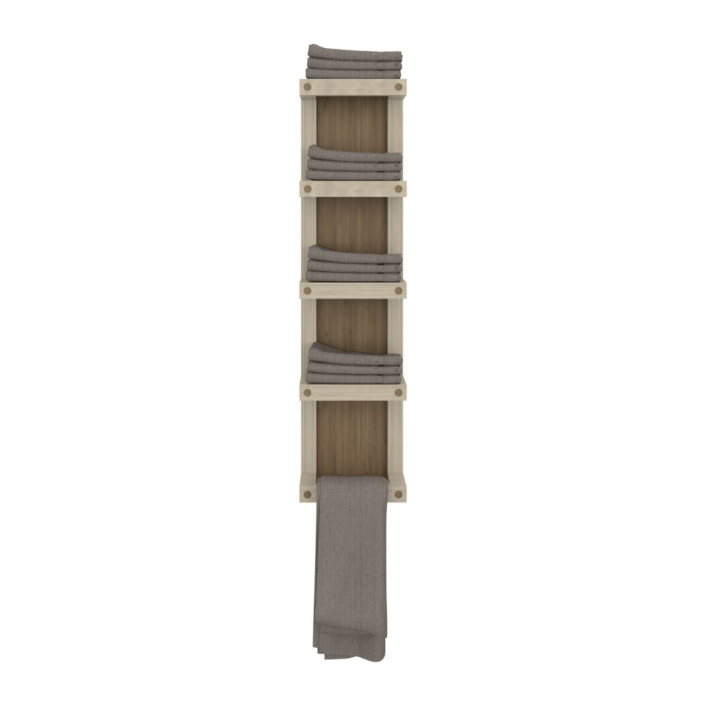English Elm Chidester Five Shelf Towel Tower Natural Oak Finish Freestanding Bathroom Organizer B097P407601