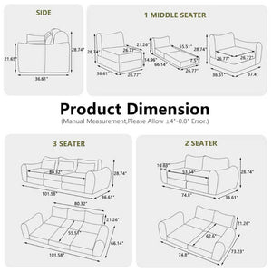 English Elm Modular Cloud Sectional Sofa Bed with Flannelette Upholstery for Flexible Living Black W1829S00074