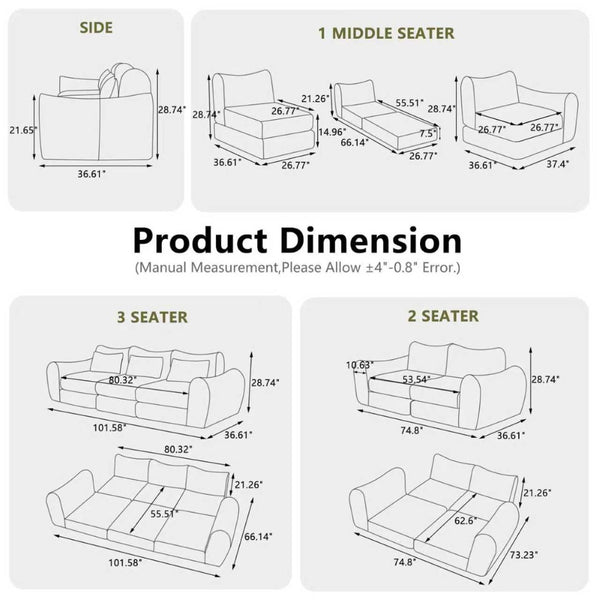 English Elm Modular Cloud Sectional Sofa Bed with Flannelette Upholstery for Flexible Living Black W1829S00074