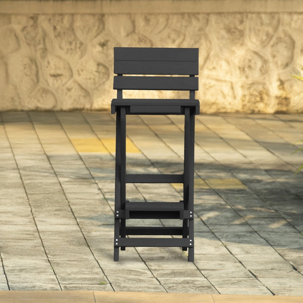 English Elm Harbor Point Recycled Hdpe Outdoor Folding Bar Stool Patio Deck All Season Seating Black B2745P409652