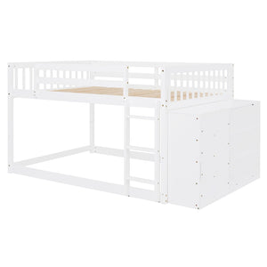 English Elm Full Over Bunk Bed with Four Drawers Three Shelves Pine and Mdf Kids Frame White LT000267AAK-1