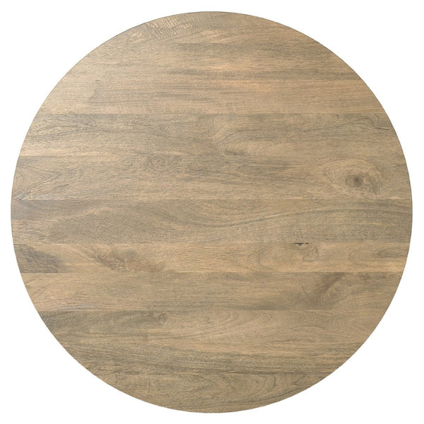 English Elm Millbury Solid Mango Wood Round Coffee Table Rustic Drum Design for Living Room Brown B136P429082