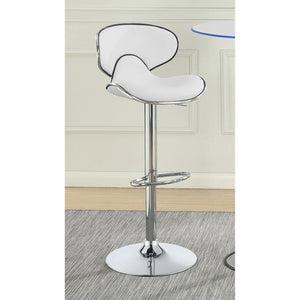 English Elm Edenton White Upholstered Adjustable Bar Stool Set of 2 — Swivel Leatherette Comfort, Metal Base Stable B062P344920