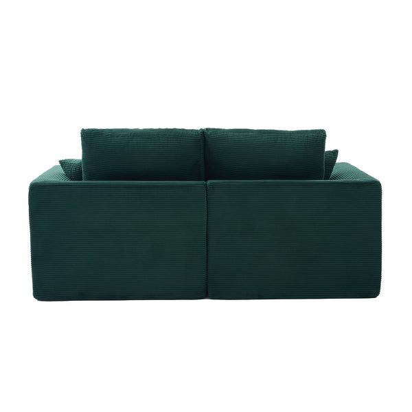 English Elm UNITED Cloud Couch Modular Sectional Sofa with Corduroy Cover, Ergonomic 2-Seater, No Assembly Needed Emerald W1568P371119