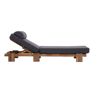 English Elm U_style Solid Acacia Wood Outdoor Lounge Set Adjustable Reclining Poolside Chairs with Headrest Dark Gray WY000483AAE