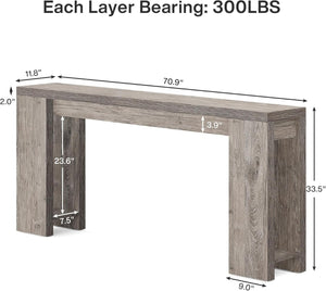 English Elm Hall Console Table Industrial Rustic Two Tier Wood Tone Metal Frame Entryway Sofa Gray T3971P453177