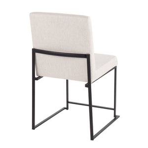 English Elm High Back Fuji Contemporary Dining Chair Set Of 2 - Stylish Black Steel Frame & Plush Beige Upholstery B202P223547